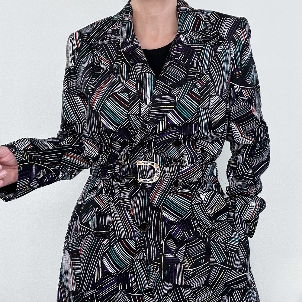 Duro Olowu Abstract Print Double Breasted Trench Jacket